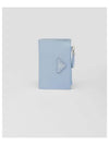 Logo Saffiano Leather Card Wallet Pale Blue - PRADA - BALAAN 1