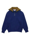 Stripe Collar Zip-Up Knit Top Blue - MARNI - BALAAN 2