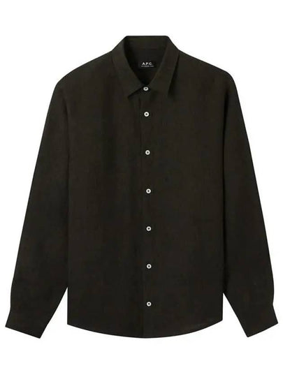 Vincent Linen Long Sleeve Shirt Black - A.P.C. - BALAAN 2