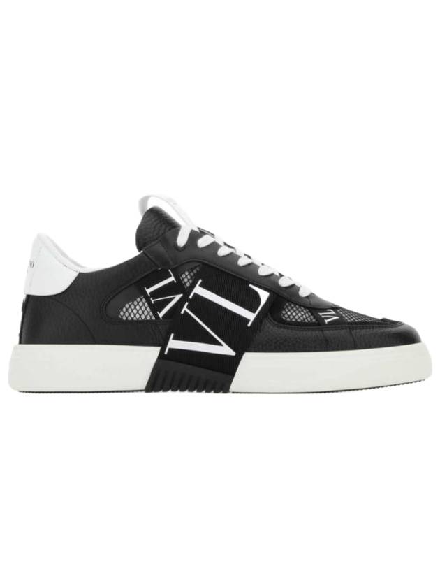 VLTN Mesh Leather Low-Top Sneakers Black - VALENTINO - BALAAN 1