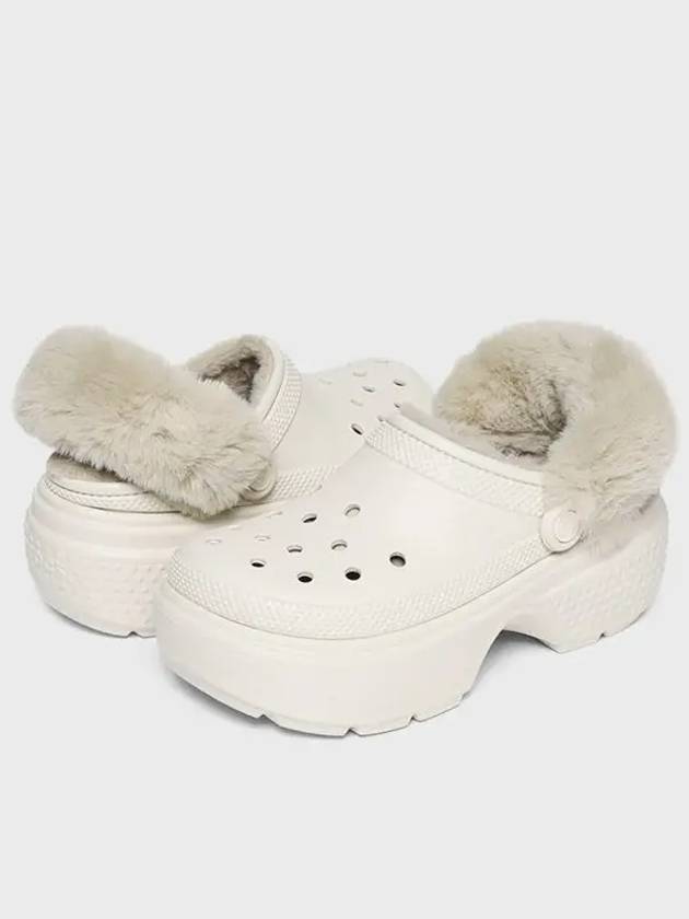 Stomp Lined Clog Fur Sandals White - CROCS - BALAAN 3