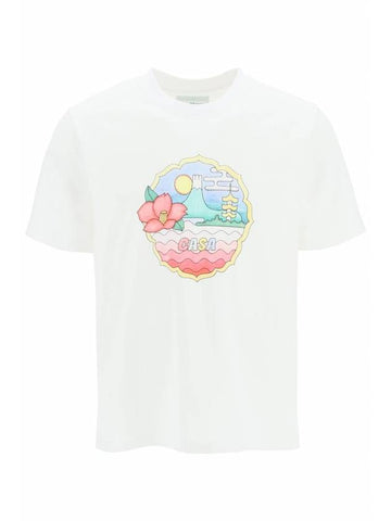 Fleur Crew Neck Short Sleeve T-Shirt White - CASABLANCA - BALAAN 1