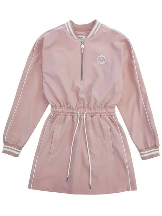 Windbreaker nylon half zip-up long sleeve dress PINK - MONBIRDIE GOLF - BALAAN 2