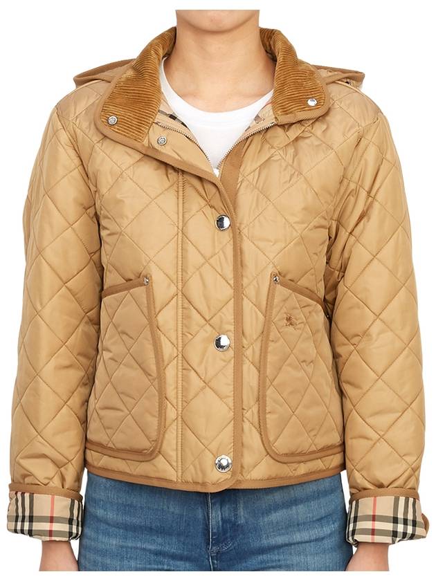 Women's Cropped Quilted Hoodie Jacket Archives Beige - BURBERRY - BALAAN 3