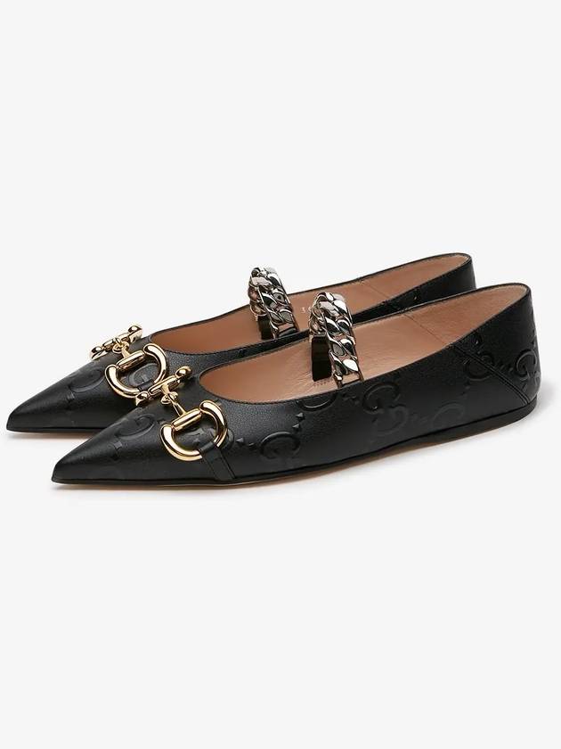 Horsebit Monogram GG Ballerina Black - GUCCI - BALAAN 3