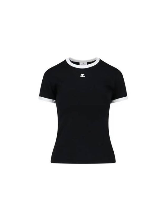 Contrast Signature Short Sleeve T-Shirt Black - COURREGES - BALAAN 2