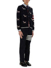 Hector 4 Bar V Neck Wool Cardigan Navy - THOM BROWNE - BALAAN 3