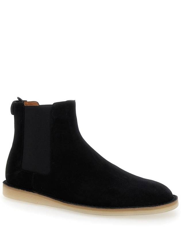 Black Pull-On Ankle Boots With Dg Logo In Suede Man - DOLCE&GABBANA - BALAAN 2