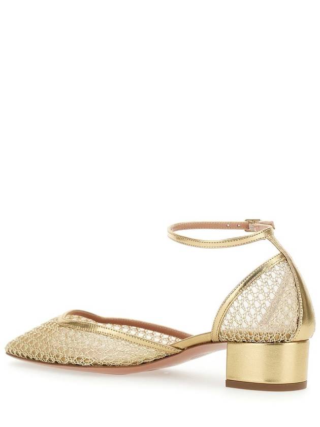 'Asha' Metallic Pumps With Low Block Heel In Mesh Woman - AQUAZZURA - BALAAN 3