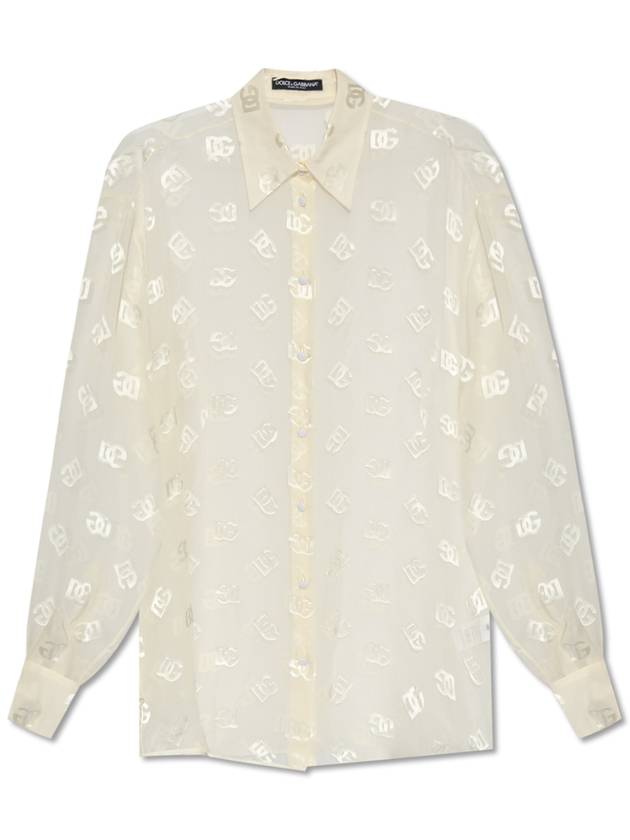 Monogram Jacquard Semi See-through Shirt F5O54TFJTBR - DOLCE&GABBANA - BALAAN 2