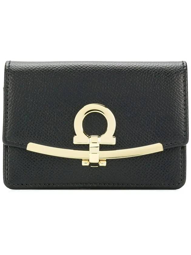 Gancini Calfskin Card Wallet Black - SALVATORE FERRAGAMO - BALAAN 2