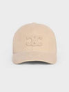 Cream Corduroy Triomphe Patch Baseball Cap 2AUG4109V 12CR - CELINE - BALAAN 3