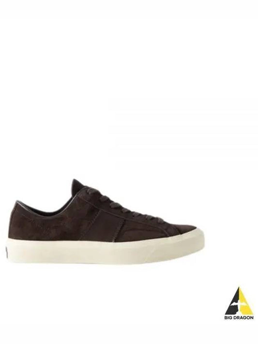 Logo Detail Suede Low Top Sneakers Brown - TOM FORD - BALAAN 2