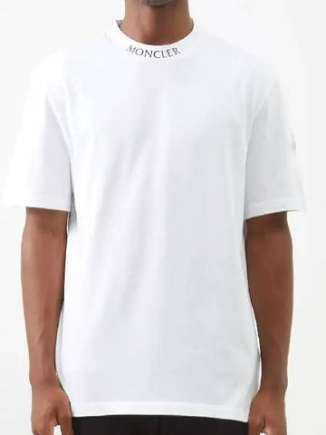 Neckline logo lightweight short sleeve t shirt white 8C00040 8390T 001 - MONCLER - BALAAN 1