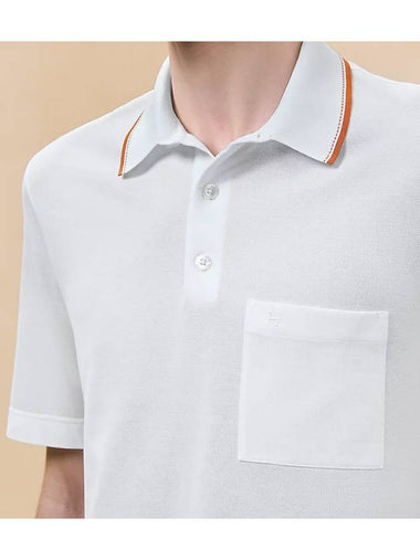 Men Piqures sellier Cotton Polo Shirt White - HERMES - BALAAN 1