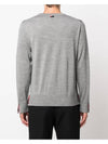 Intarsia Stitch Crew Neck Merino Wool Knit Top Light Grey - THOM BROWNE - BALAAN 4