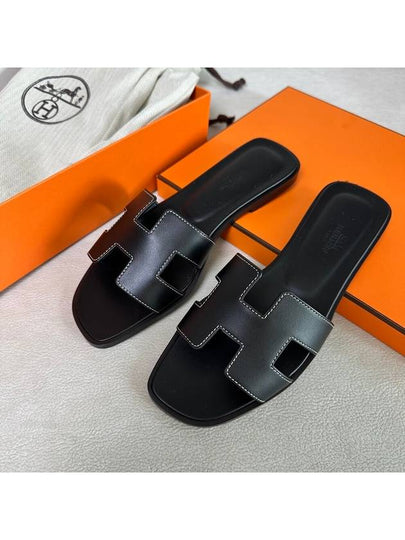 Oran Women Sandals Slippers Black - HERMES - BALAAN 2