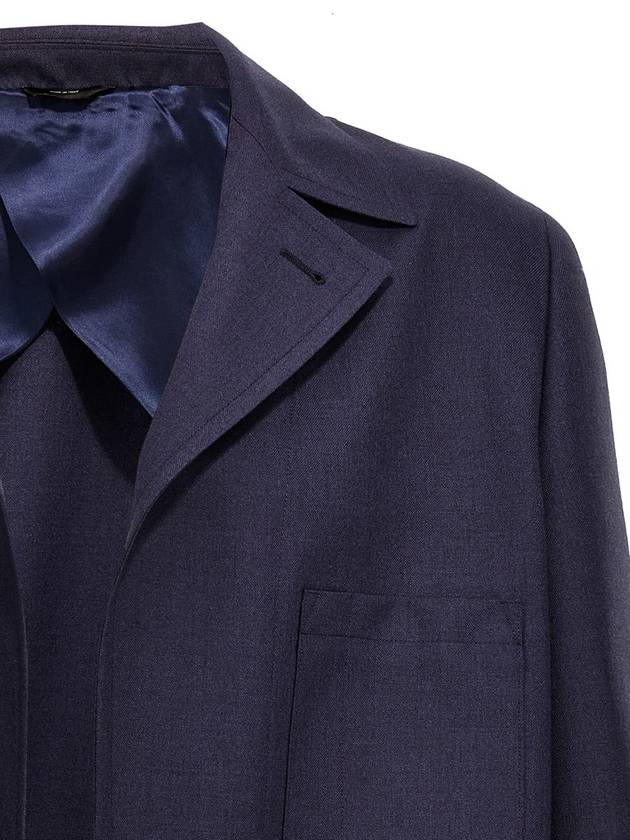 Single Breasted Wool Jacket Navy - FENDI - BALAAN 4