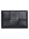 Intrecciato Lambskin Calfskin Card Wallet Black - BOTTEGA VENETA - BALAAN 1