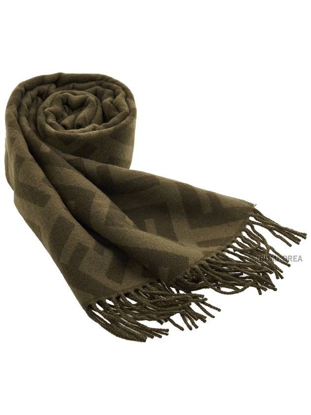 FF Motif Fringe Cashmere Scarf Green - FENDI - BALAAN 10