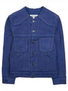 Collarless Distressed Cotton Denim Jacket Blue - MAISON MARGIELA - BALAAN 2