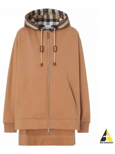 Cotton Check Zip-Up Hoodie Camel - BURBERRY - BALAAN 2