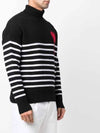 Big Heart Stripe Knit Turtleneck Black - AMI - BALAAN 3