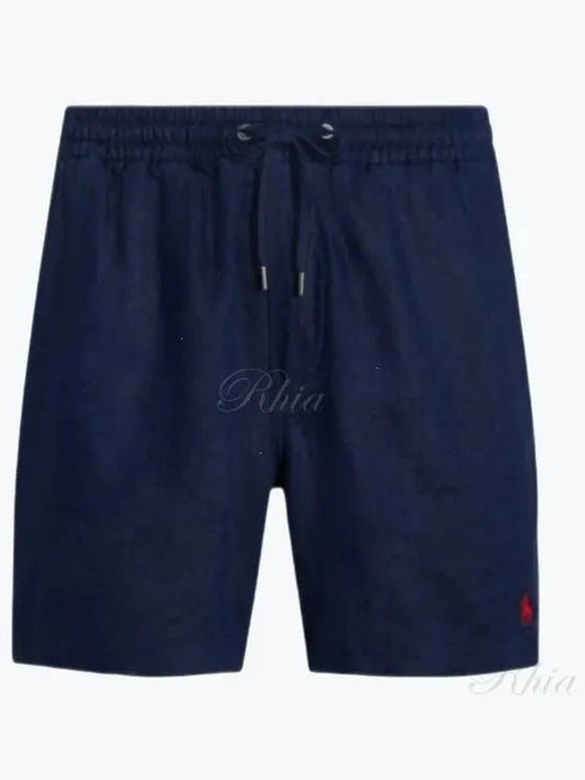 Embroidered Pony Logo Prepster Linen Shorts Black - POLO RALPH LAUREN - BALAAN 2