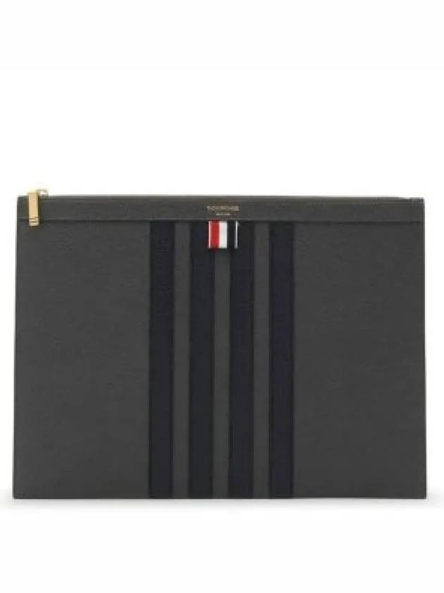 Diagonal Medium Document Case Clutch Bag Dark Grey - THOM BROWNE - BALAAN 2