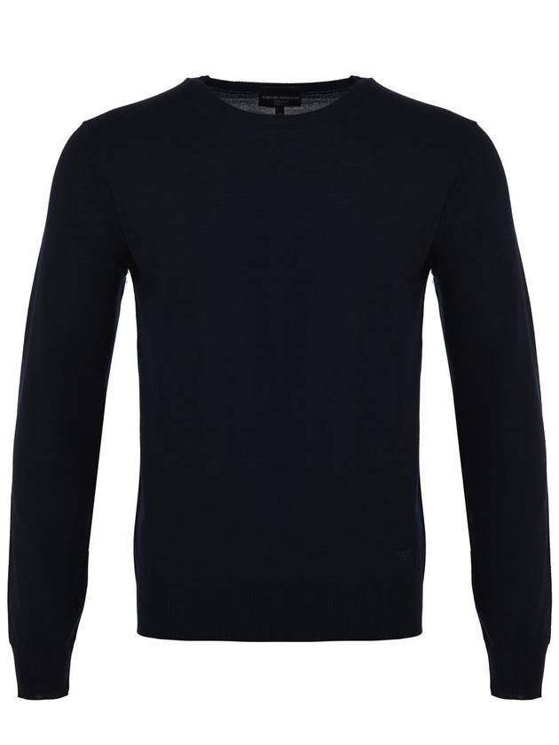 Men's Logo Crew Neck Knit Top Black - EMPORIO ARMANI - BALAAN 2