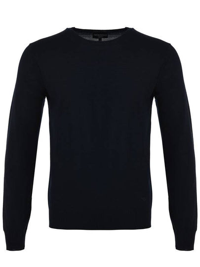 Men's Logo Crew Neck Knit Top Black - EMPORIO ARMANI - BALAAN 2