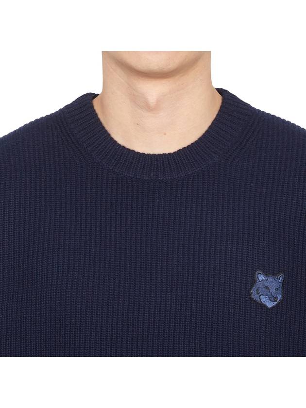 Bold Fox Head Patch Comfort Ribbed Knit Top Navy - MAISON KITSUNE - BALAAN 6