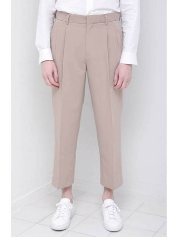 Men's Crop Straight Slacks Beige - BUTTON SEOUL - BALAAN 1