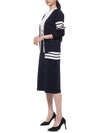 Double Face Merino 4 Bar A Line Skirt Navy - THOM BROWNE - BALAAN 5