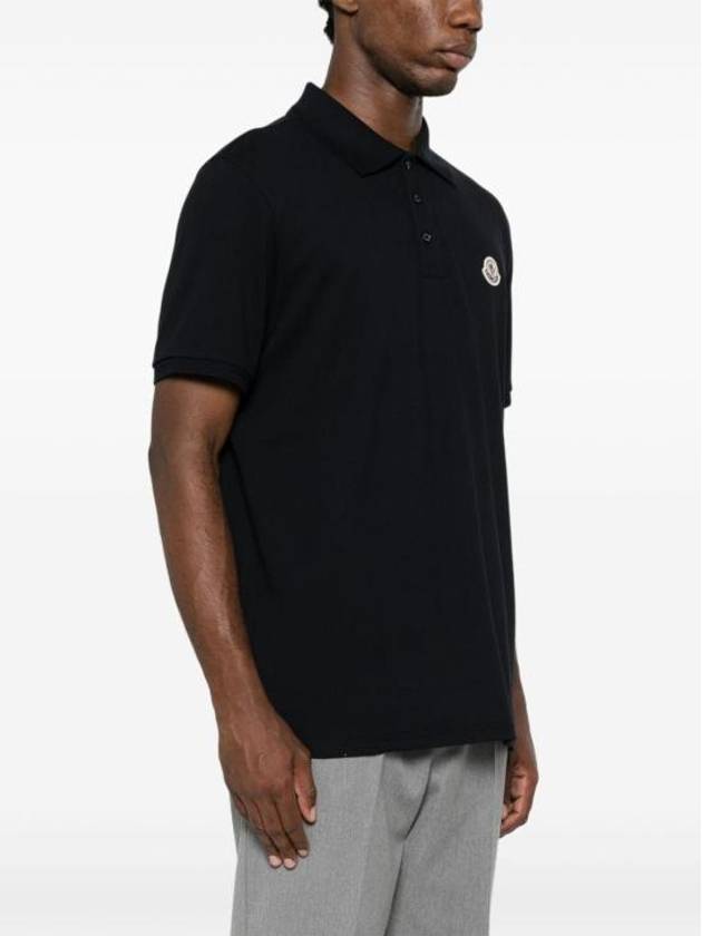 Logo Patch Short Sleeve Polo Shirt Navy - MONCLER - BALAAN 4