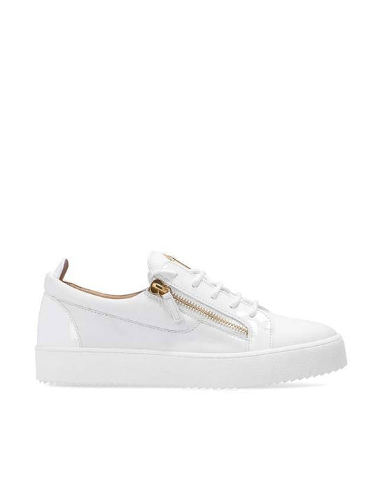 Leather Zipper Frankie Low Top Sneakers White - GIUSEPPE ZANOTTI - BALAAN.