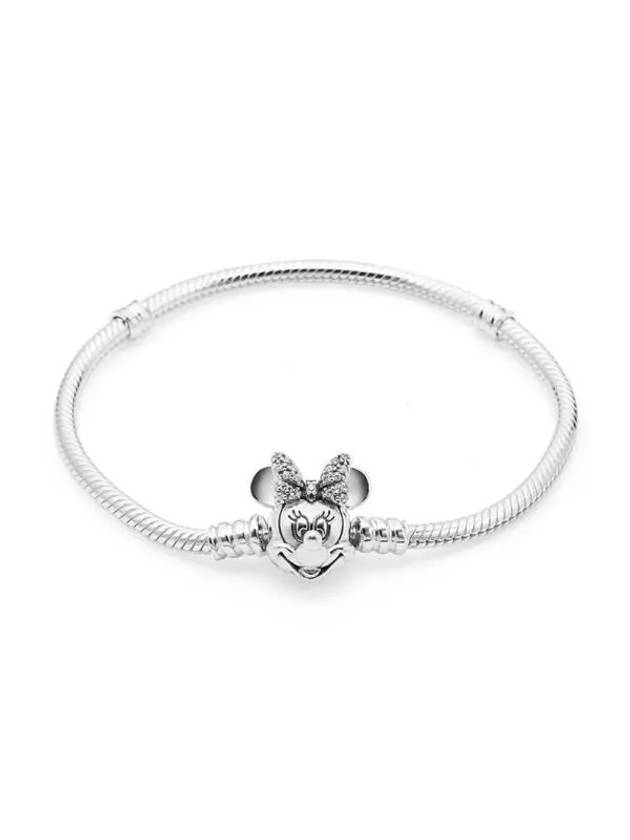 Moments Pave Minnie Mouse Clasp Snake Chain Bracelet Silver - PANDORA - BALAAN 3