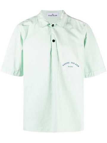 Marina Chalk Plating Short Sleeve Shirt Light Green 7815111X3 V0052 - STONE ISLAND - BALAAN.