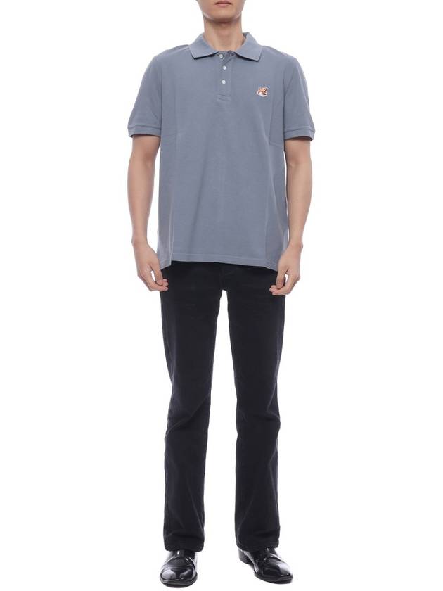 Fox Head Patch Cotton Polo Shirt Blue - MAISON KITSUNE - BALAAN 4