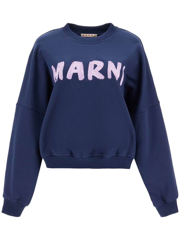 Logo Print Cotton Sweatshirt Blue - MARNI - BALAAN 2