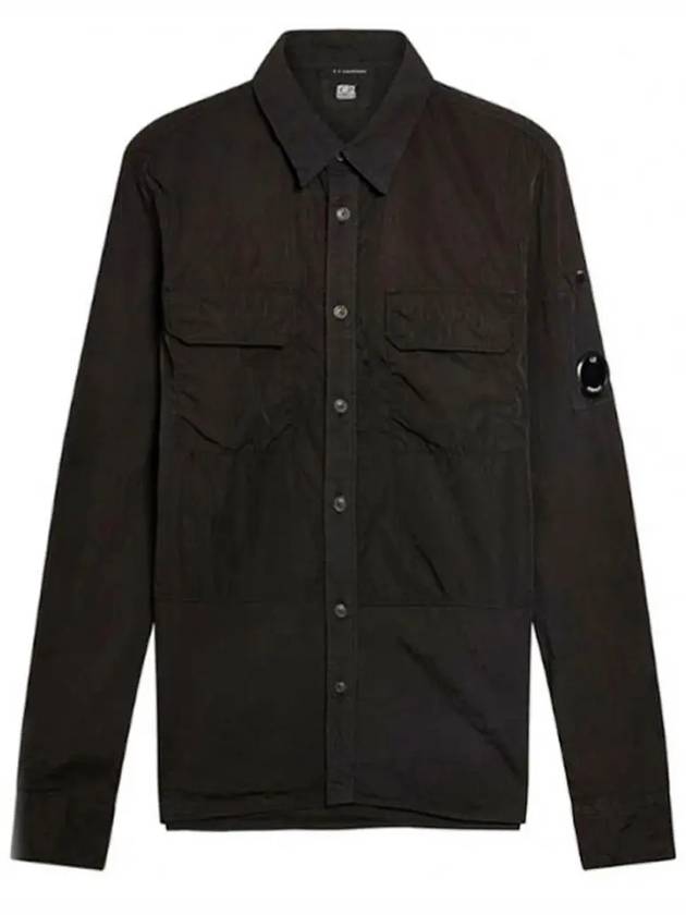 Men's Gabardine Lens Wappen Long Sleeve Shirt Black - CP COMPANY - BALAAN 2