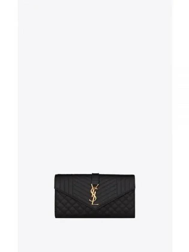 Grande Poudre Embossed Flap Long Wallet Black - SAINT LAURENT - BALAAN 2