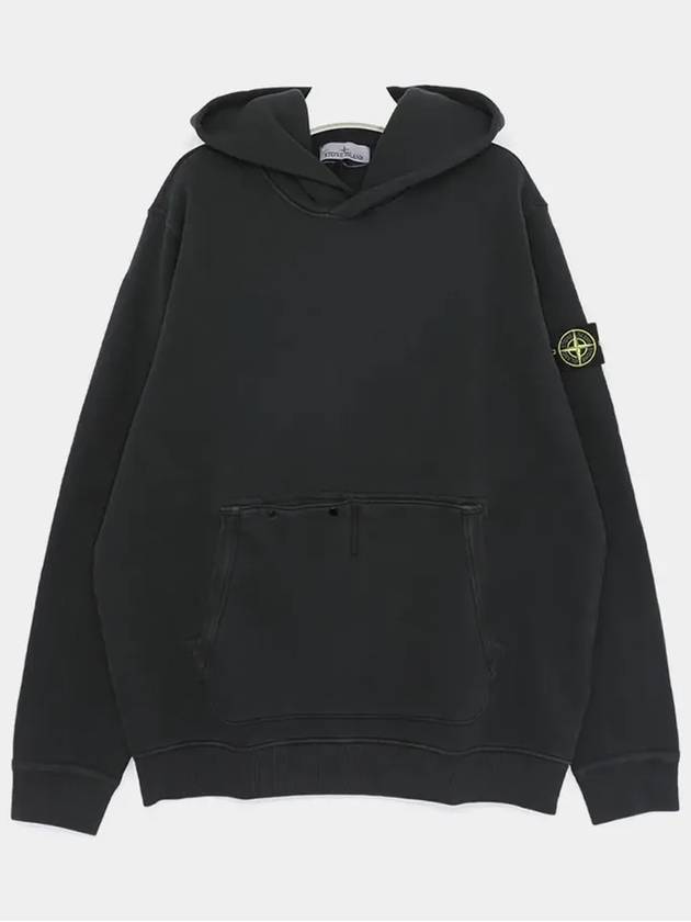 Old Effect Cotton Diagonal Fleece Hoodie Black - STONE ISLAND - BALAAN 4