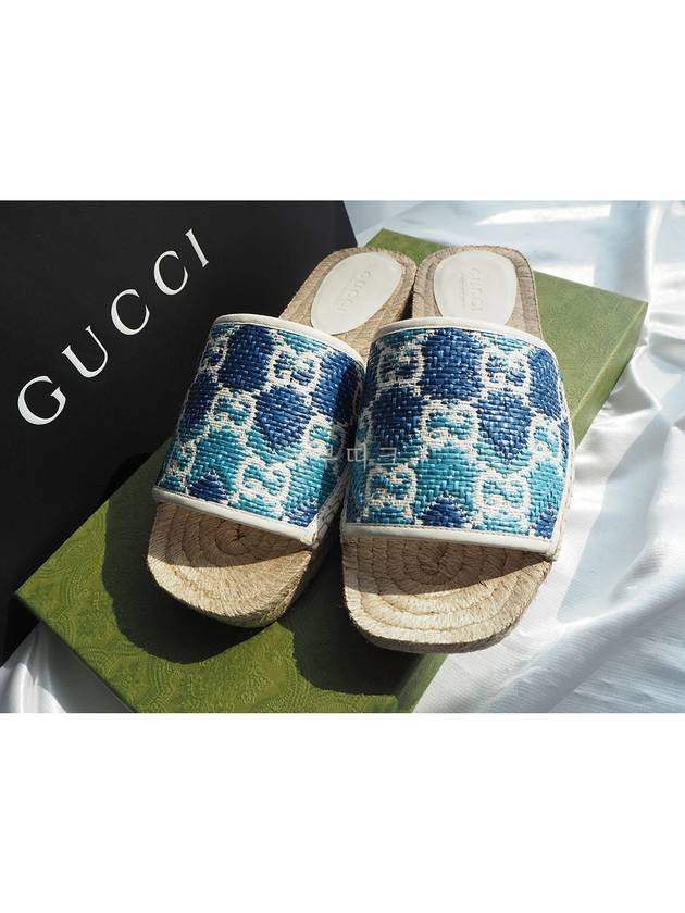 GG logo espadrille slippers blue 703411 - GUCCI - BALAAN 3