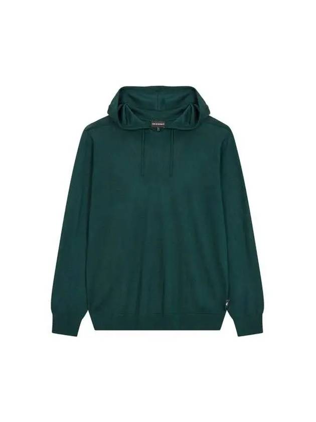 Men s Wool Blend Easy Hooded Knit Dark Green 270052 - EMPORIO ARMANI - BALAAN 1