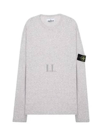 Logo Patch Crew Neck Cotton Nylon Knit Top Grey - STONE ISLAND - BALAAN 2