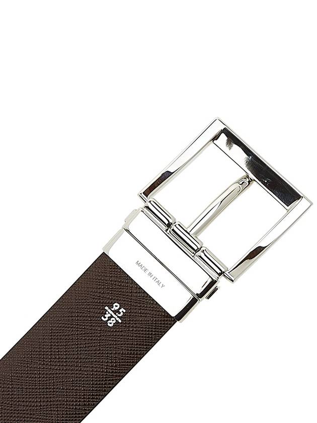 Two-Tone Reversible Saffiano Belt Black Brown - PRADA - BALAAN 8