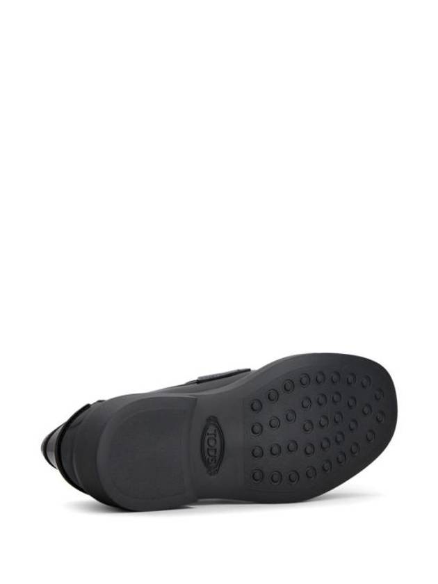 Metal Logo Leather Loafers Black - TOD'S - BALAAN 4