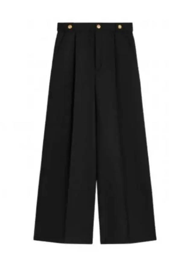 Taillat Flare Leg Mohair Wool High Waist Pants Black - CELINE - BALAAN 2