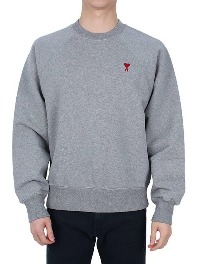 Heart Logo Organic Cotton Sweatshirt Grey - AMI - BALAAN 3